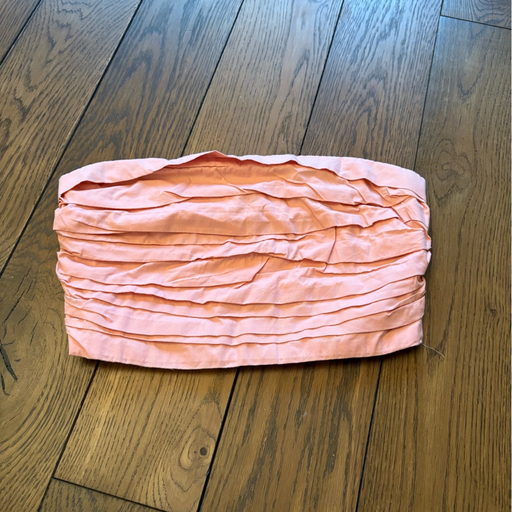 Abercrombie & Fitch Pink Linen Strapless Crop Top